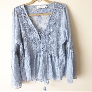 La Bellum by Hillary Scott Lace Crochet Blouse